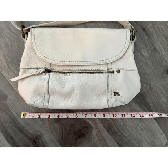 The Sak Leather Crossbody Bag Ivory Cream Pockets Adjustable Strap - Picture 11 of 12
